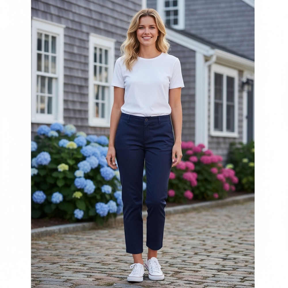 NWOT LILA RYAN Women’s Cropped Chino Pants Classic Spring‎ Summer Casual Weekend